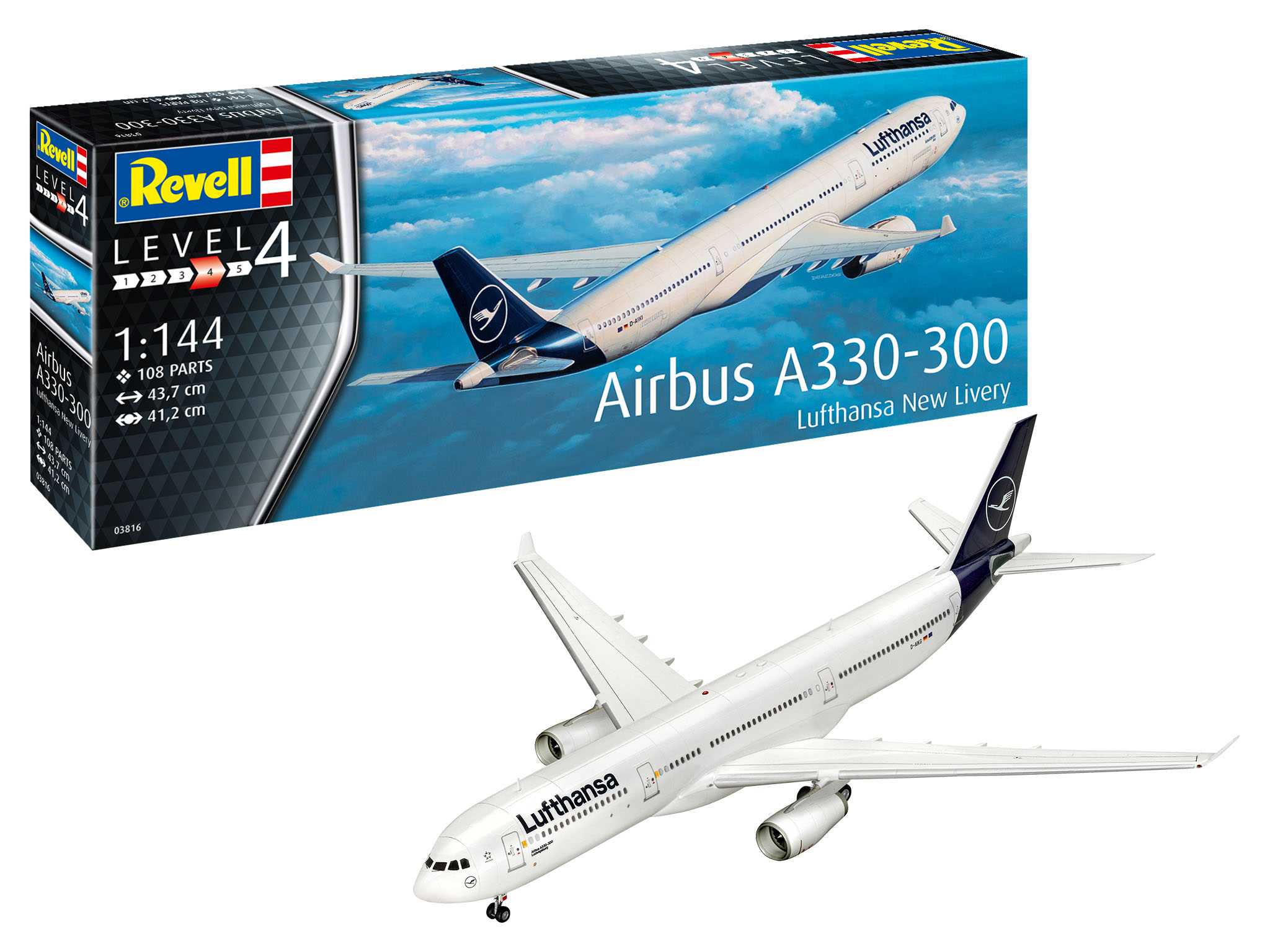 Plastic ModelKit letadlo 03816 - Airbus A330-300 - Lufthansa "New Livery" (1:144)