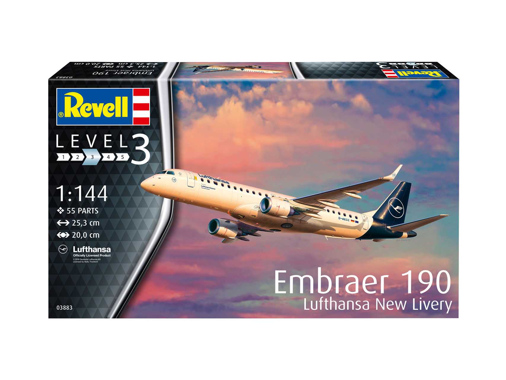 Plastic ModelKit letadlo 03883 - Embraer 190 Lufthansa New Livery (1:144)