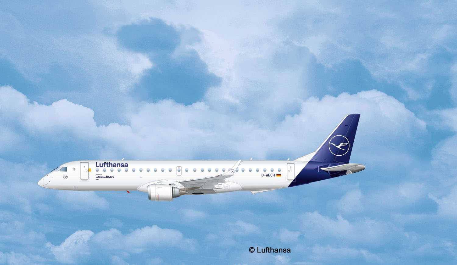 Plastic ModelKit letadlo 03883 - Embraer 190 Lufthansa New Livery (1:144)