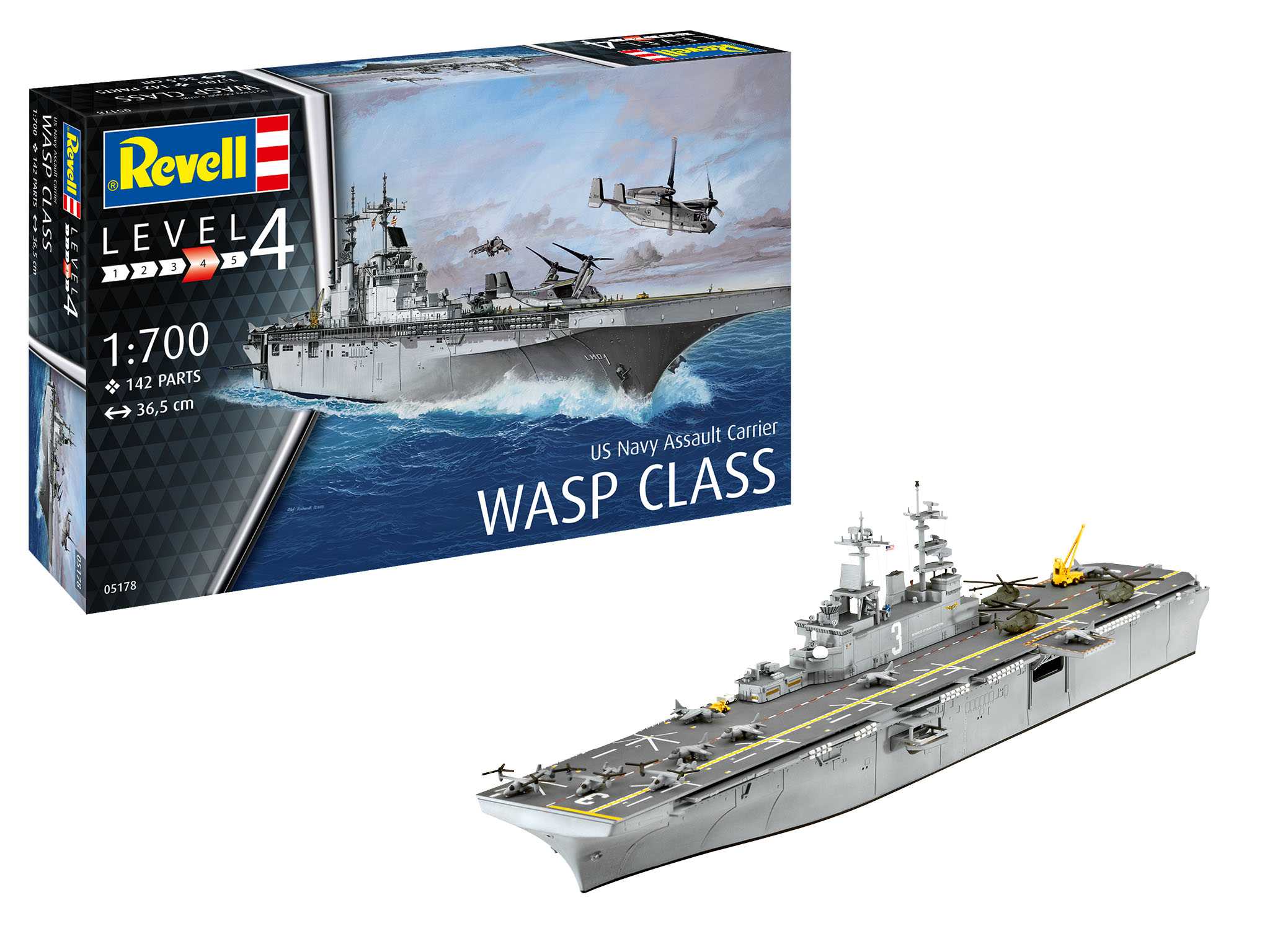Plastic ModelKit loď 05178 - Assault Carrier USS WASP CLASS (1:700)