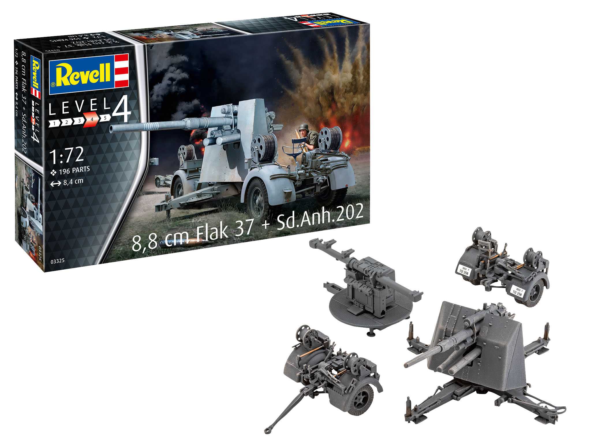 Plastic ModelKit military 03325 - 8,8 cm Flak 37 + Sd.Anh.202 (1:72)