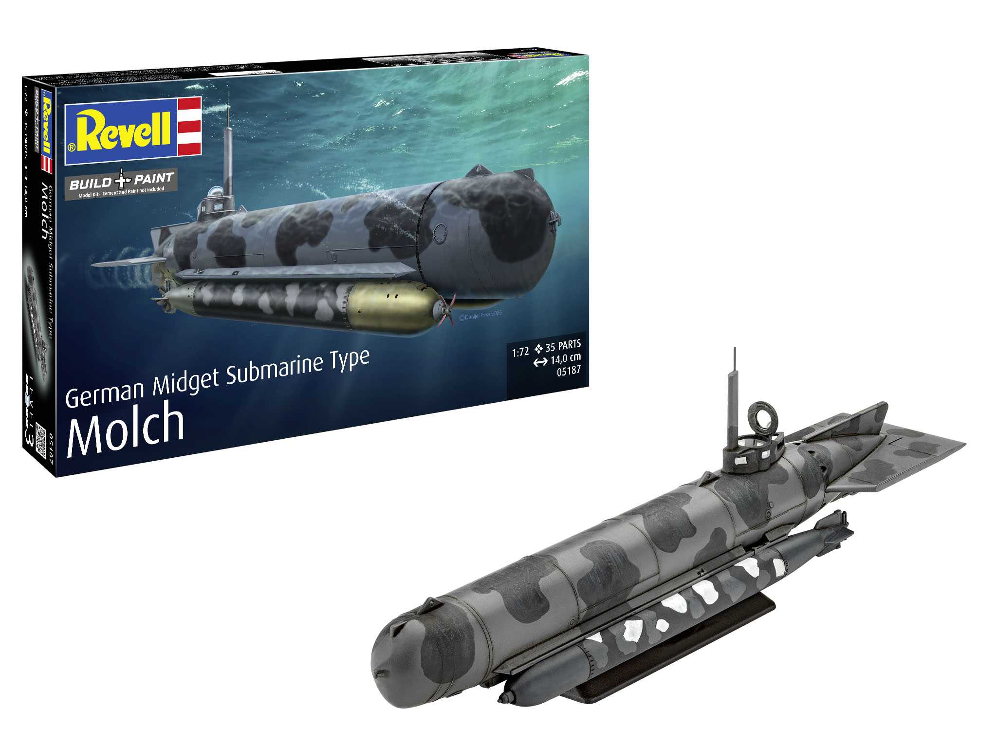 Plastic ModelKit ponorka 05187 - German Midget Submarine Type Molch (1:72)