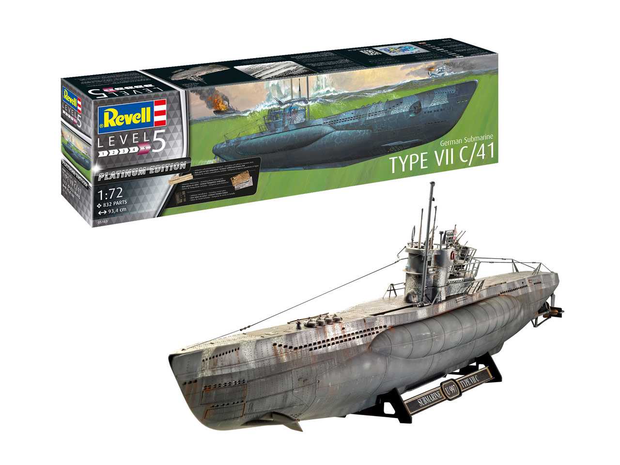 Plastic ModelKit ponorka Limited Edition 05163 - German Submarine Type VII C/41 (Platinum Edition) (1:72)