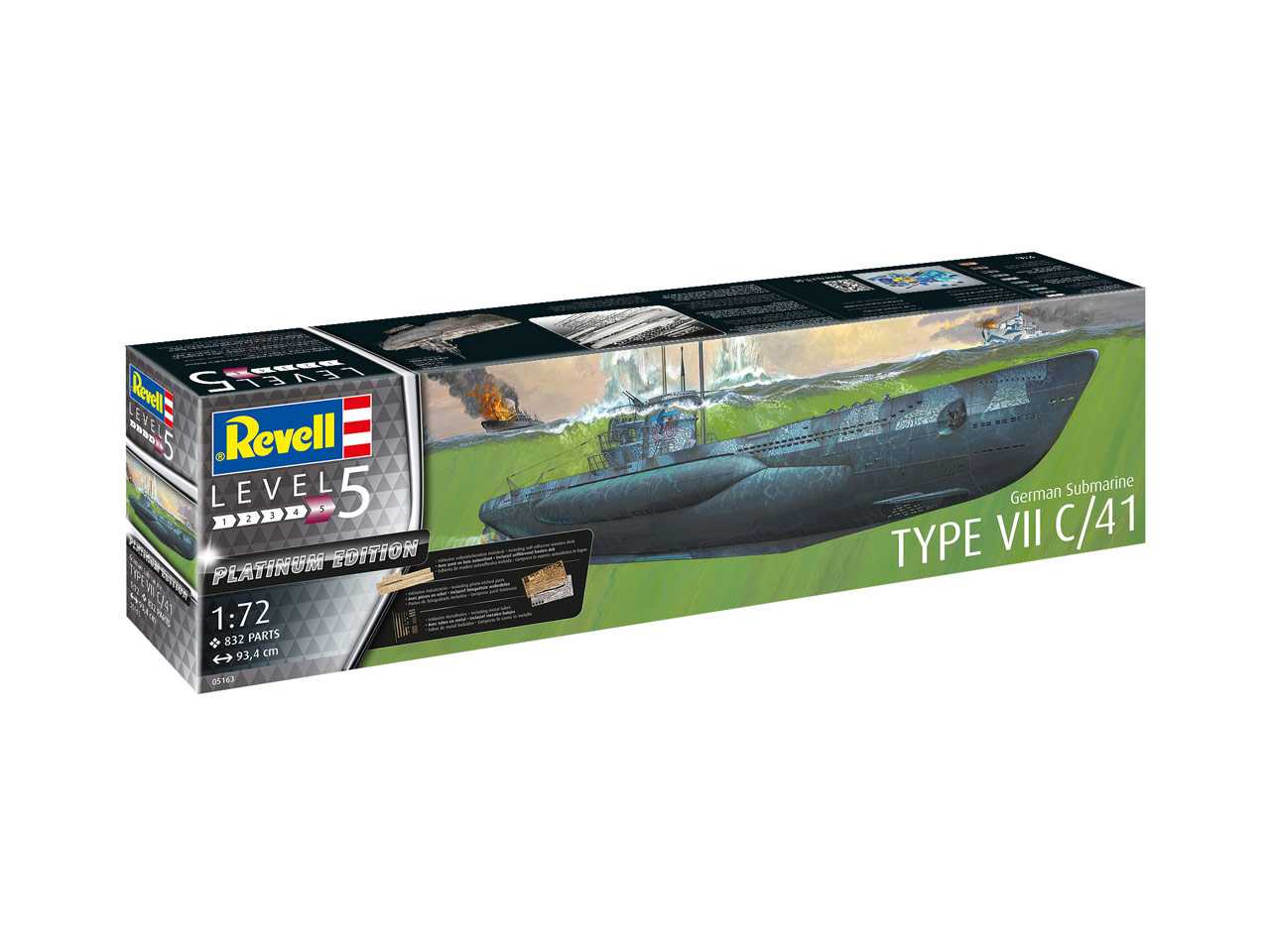 Plastic ModelKit ponorka Limited Edition 05163 - German Submarine Type VII C/41 (Platinum Edition) (1:72)