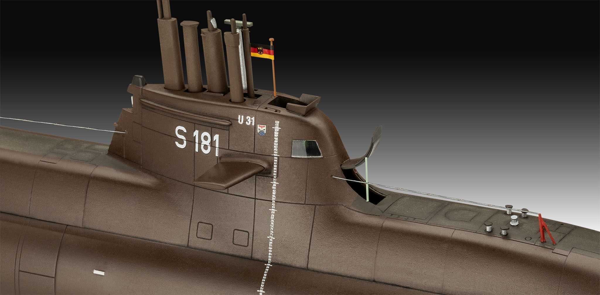 Plastic ModelKit ponorky 05186 - 70 Years Bundeswehr:Wilhelm Bauer,Type 206A,Class2 (1:144)