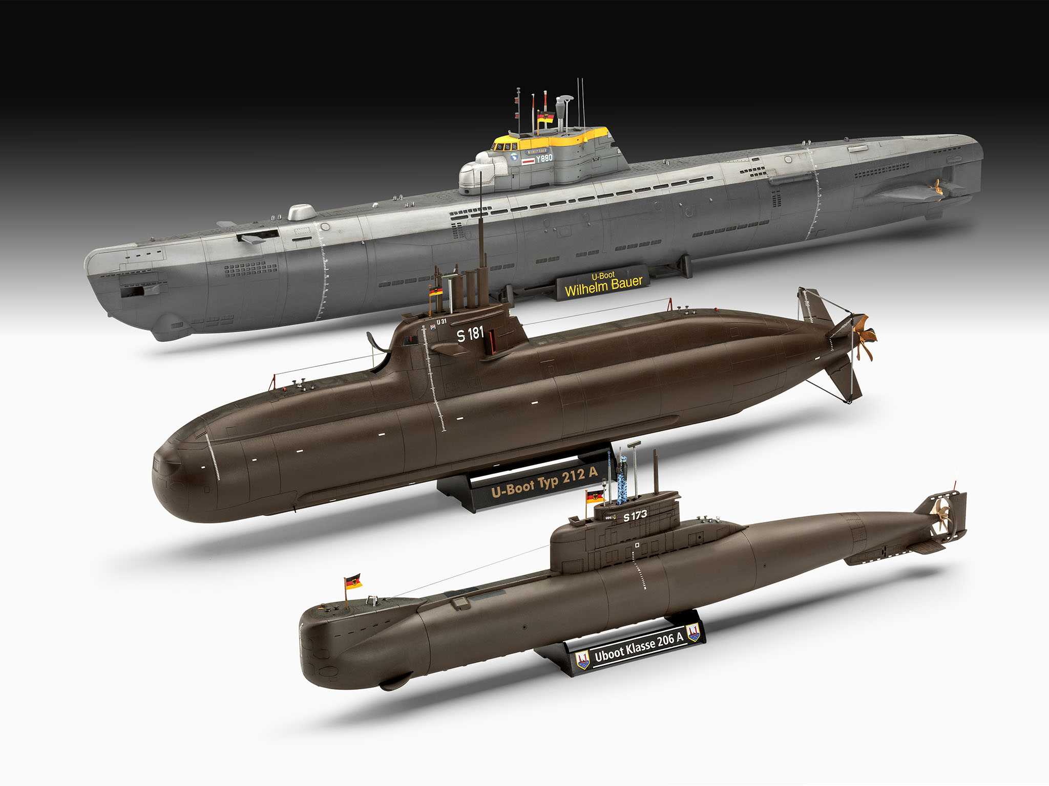 Plastic ModelKit ponorky 05186 - 70 Years Bundeswehr:Wilhelm Bauer,Type 206A,Class2 (1:144)