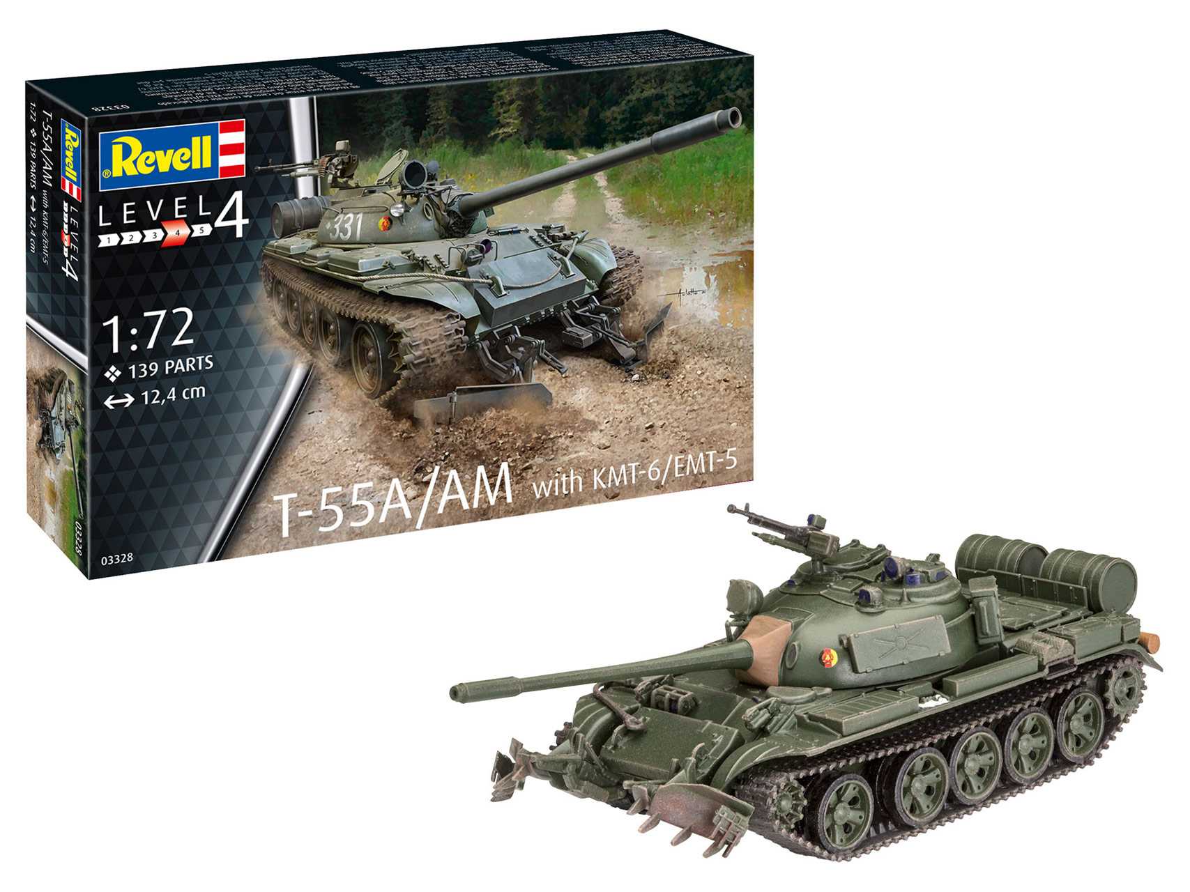 Plastic ModelKit tank 03328 - T-55A/AM with KMT-6/EMT-5 (1:72)