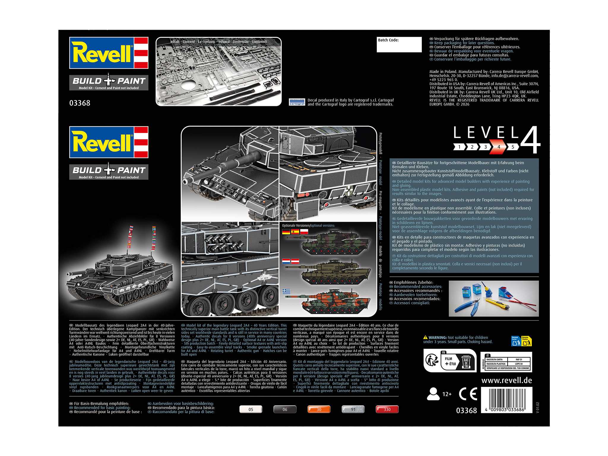 Plastic ModelKit tank 03368 - Leopard 2A4 - Special Decoration 40th Anniversary (1:35)