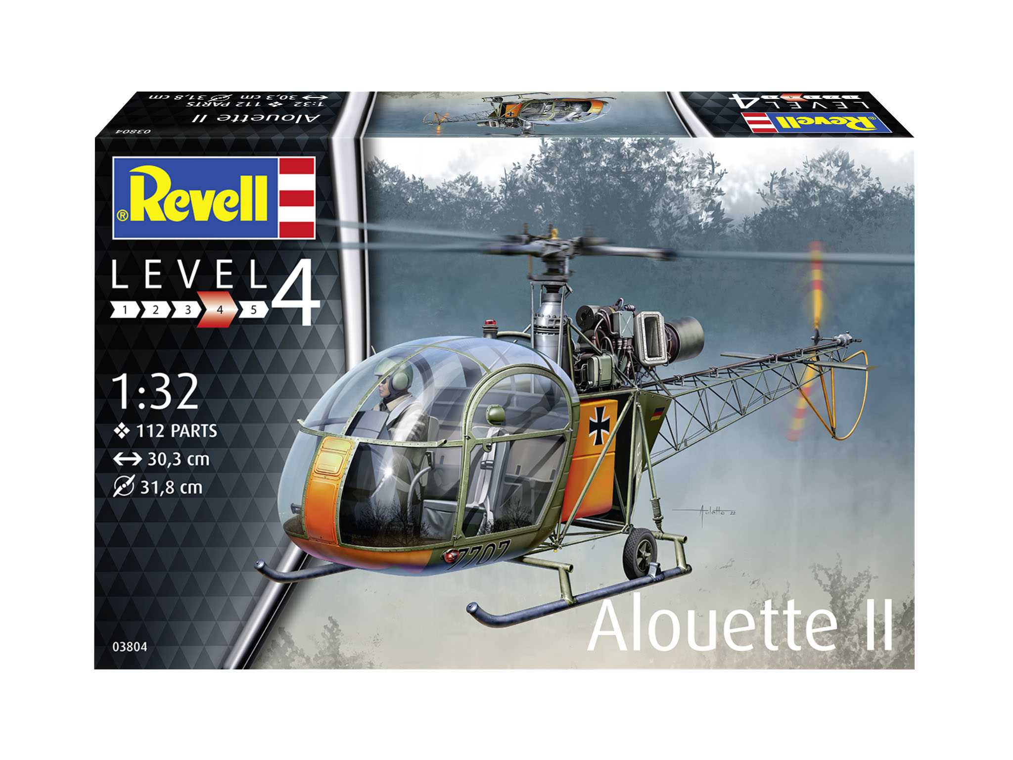 Plastic ModelKit vrtulník 03804 - Alouette II (1:32)