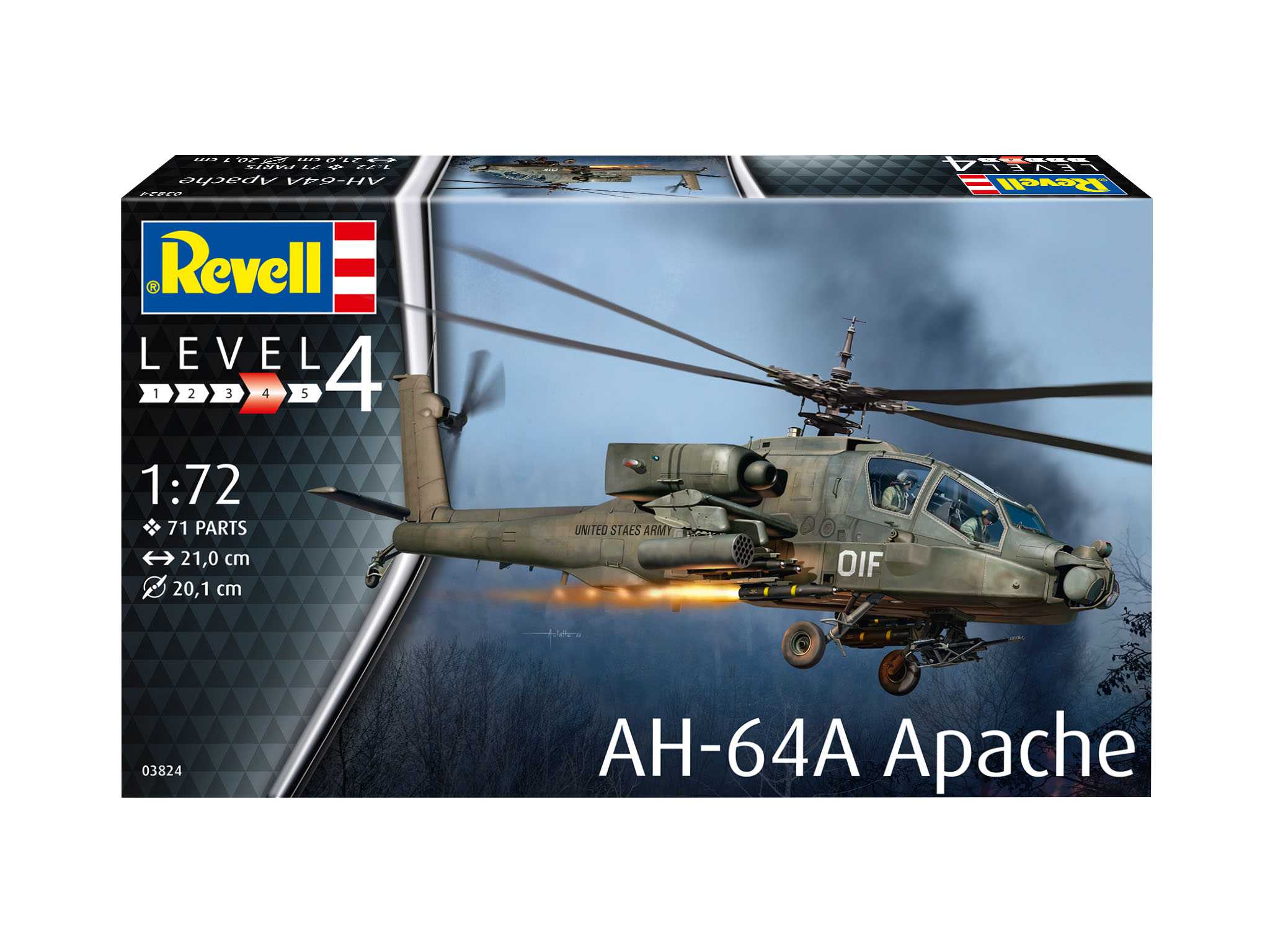 Plastic ModelKit vrtulník 03824 - AH-64A Apache (1:72)