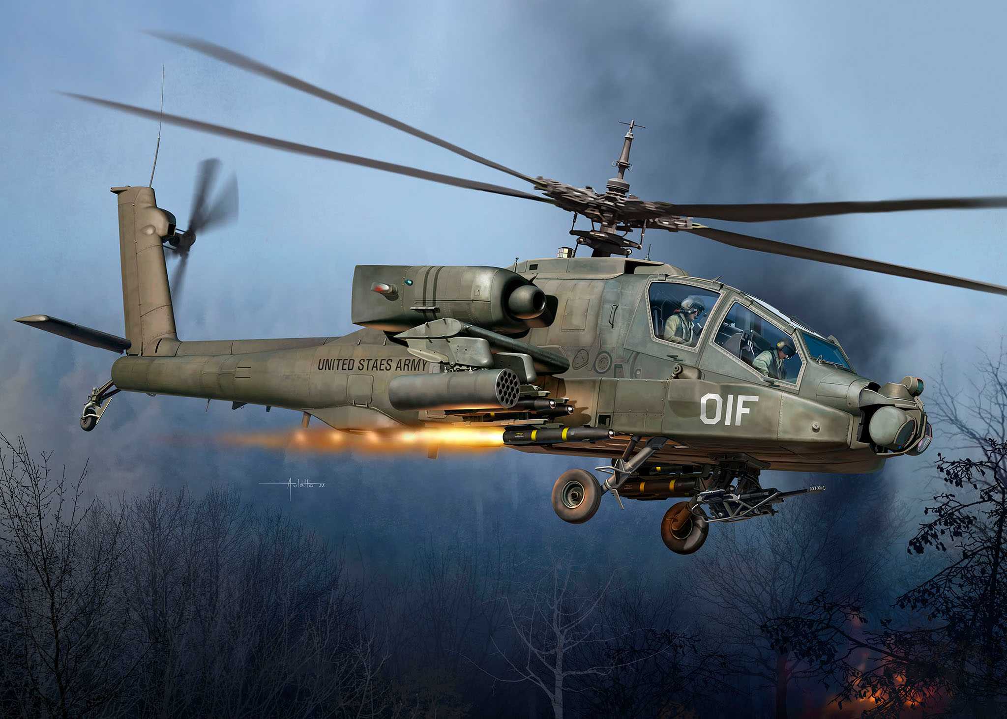 Plastic ModelKit vrtulník 03824 - AH-64A Apache (1:72)