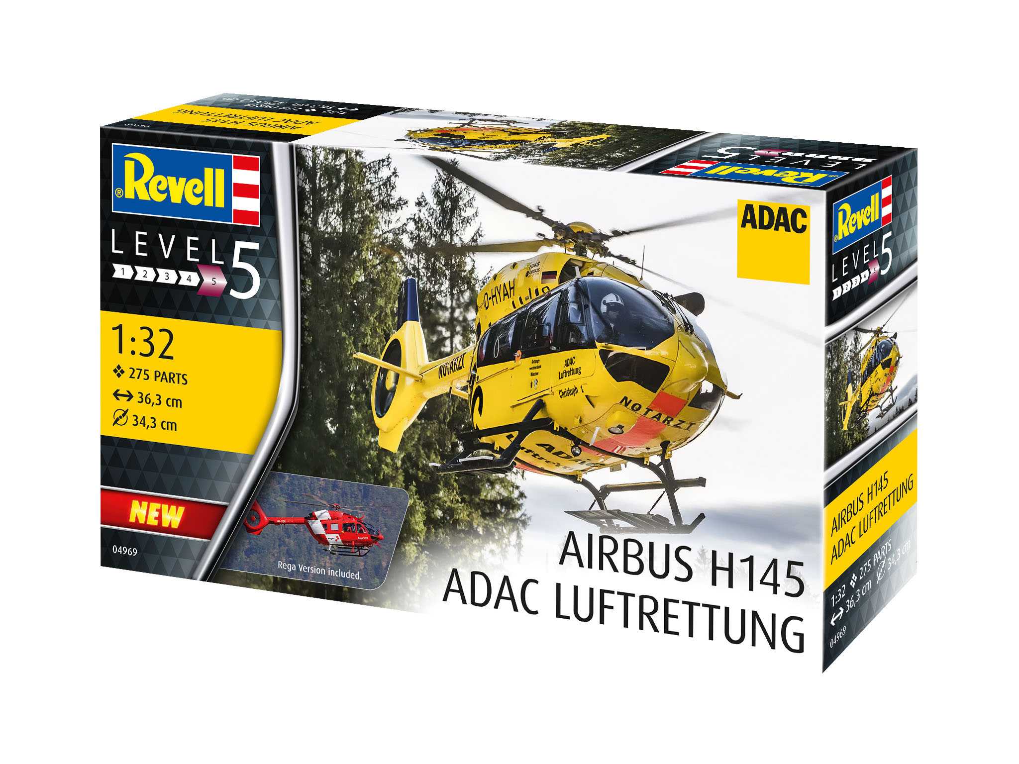 Plastic ModelKit vrtulník 04969 - H145 "ADAC/REGA" (1:32)