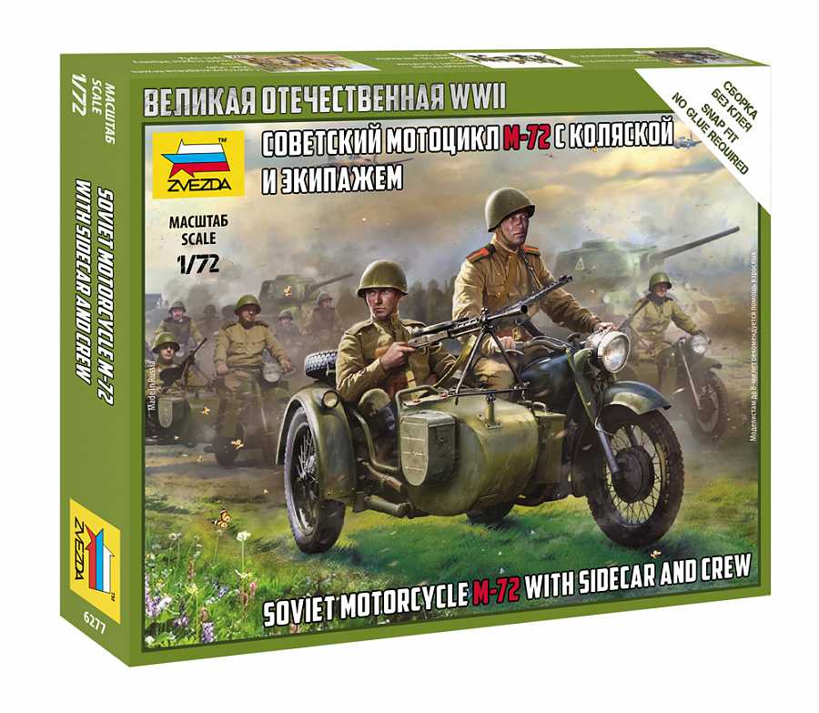 Snap Kit figurky 6277 - Soviet M-72 Sidecar Motorcycle w/Crew (1:72)