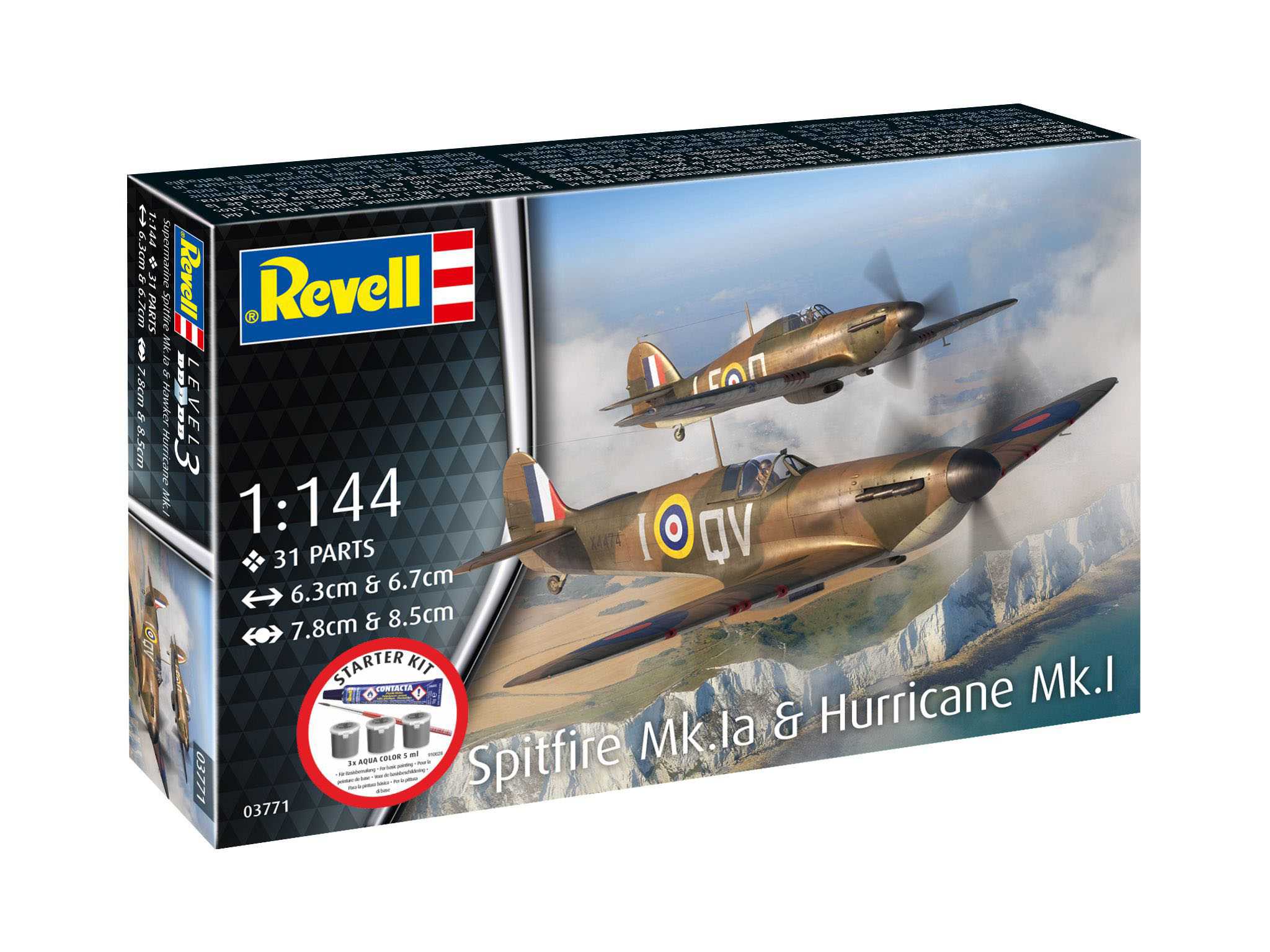 Starter Kit letadlo 73771 - Spitfire Mk.Ia & Hurricane Mk.I (1:144)