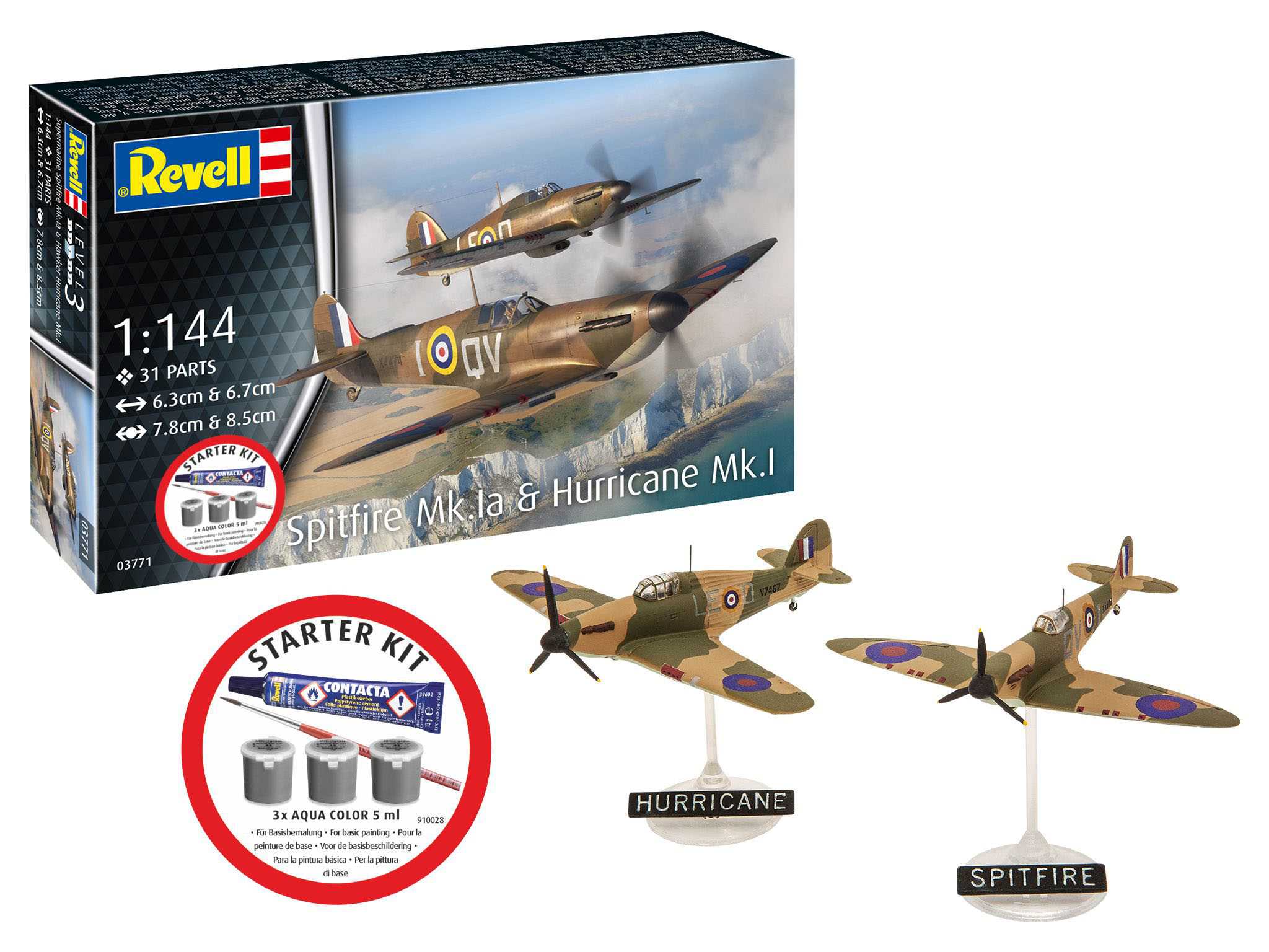 Starter Kit letadlo 73771 - Spitfire Mk.Ia & Hurricane Mk.I (1:144)