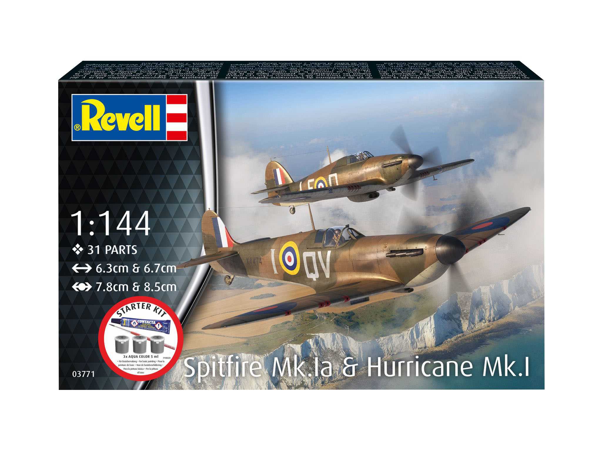 Starter Kit letadlo 73771 - Spitfire Mk.Ia & Hurricane Mk.I (1:144)