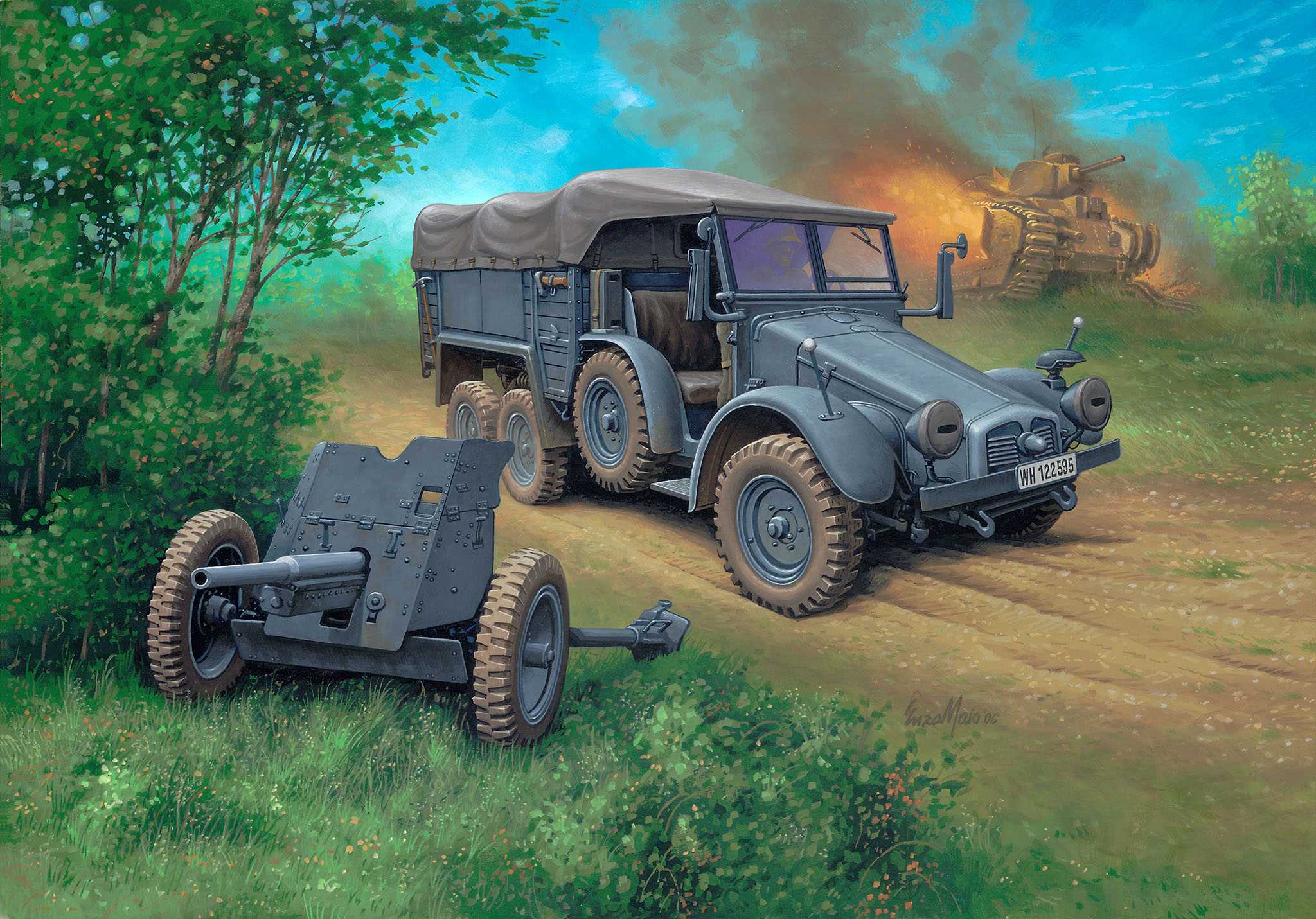 Starter Kit military 73344 - Krupp Protze KFZ 69 with 3,7cm Pak (1:76)