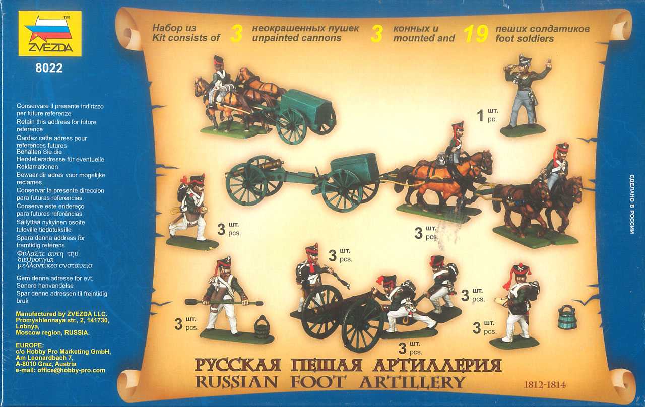 Wargames (AoB) figurky 8022 - Russian Foot Artillery 1812-1814 (1:72)