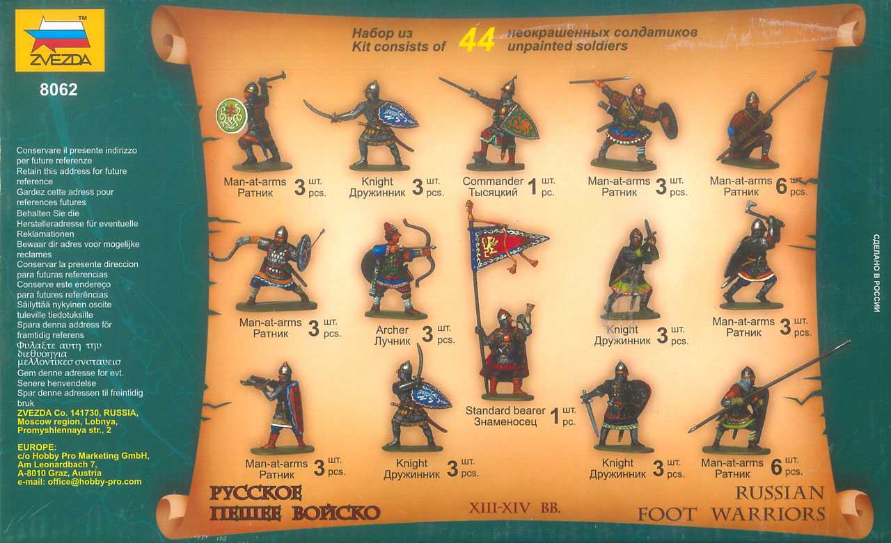 Wargames (AoB) figurky 8062 - Russian Foot Warriors 13-14 Century (1:72)