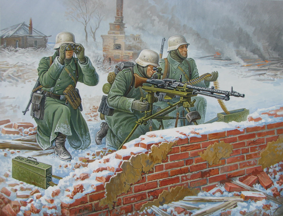 Wargames (WWII) figurky 6210 - Ger. Machine-gun with Crew (Winter Uniform) (1:72)